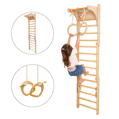 Swedish Wall with Gymnastic Rings for Kids