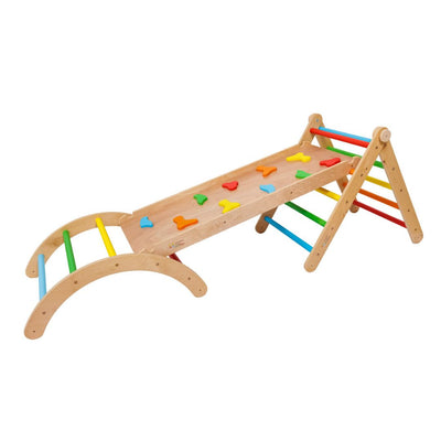 Montessori Climbing Set 3-in-1 Pikler Triangle + Climbing Arch + Double Sided Ramp