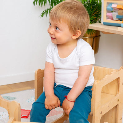 Stackable Wooden Chair for Kids, Chair-Table-Library