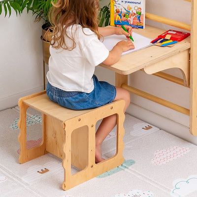 Stackable Wooden Chair for Kids, Chair-Table-Library