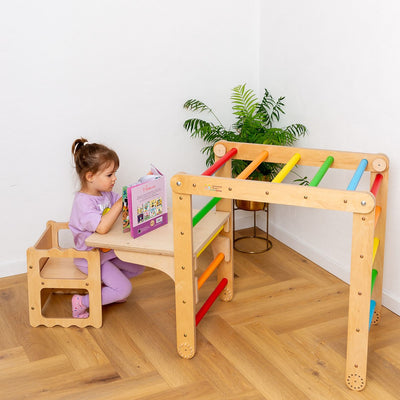 Stackable Wooden Chair for Kids, Chair-Table-Library