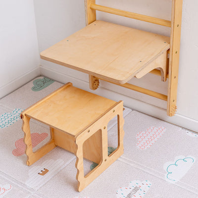 Stackable Wooden Chair for Kids, Chair-Table-Library