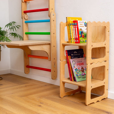 Stackable Wooden Chair for Kids, Chair-Table-Library