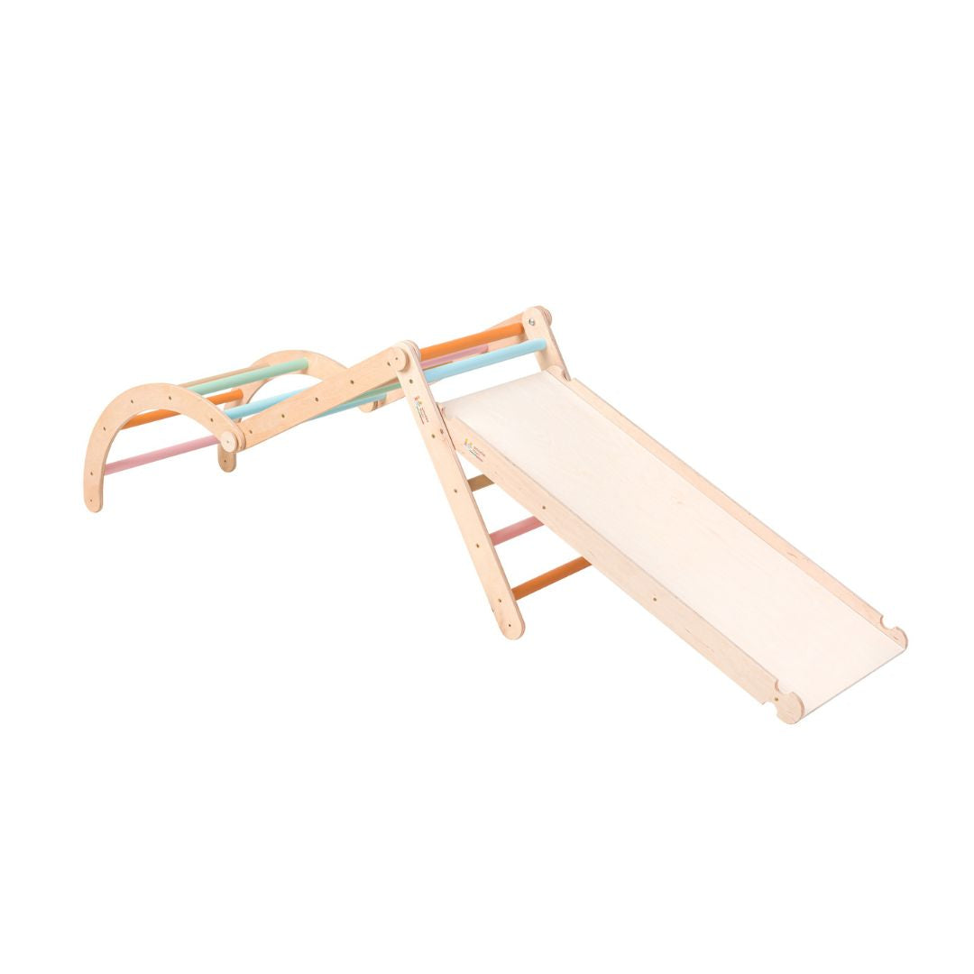 Montessori Climbing Set 3-in-1 Pikler Triangle + Climbing Arch + Double Sided Ramp