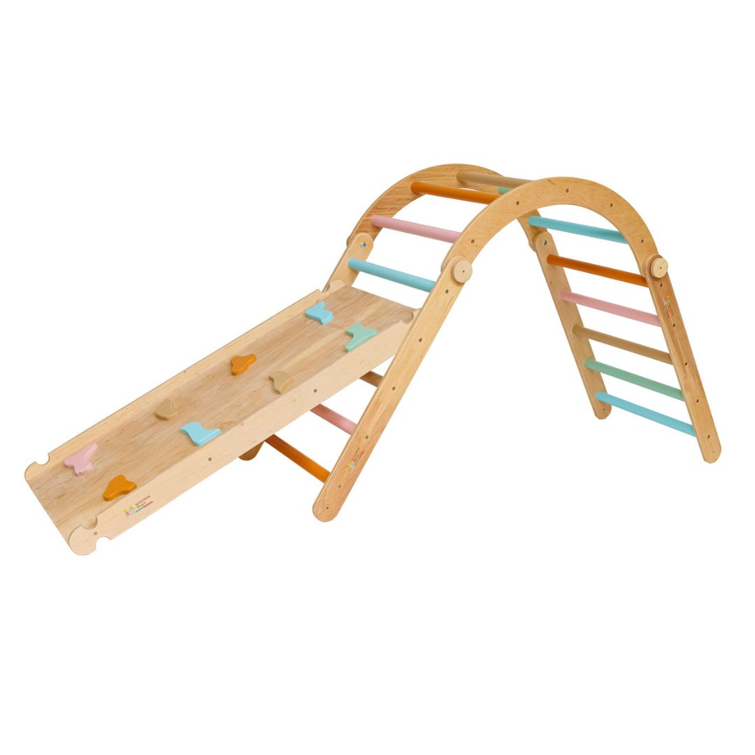 Montessori Climbing Set 3-in-1 Pikler Triangle + Climbing Arch + Double Sided Ramp