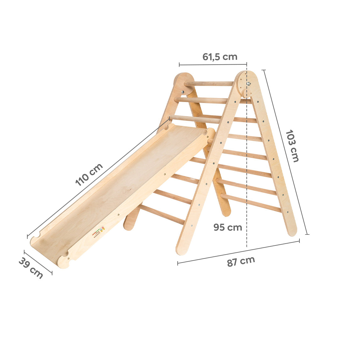 Foldable Climbing Pikler Triangle with Double-Sided Ramp