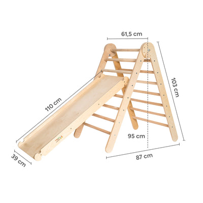 Foldable Climbing Pikler Triangle with Double-Sided Ramp