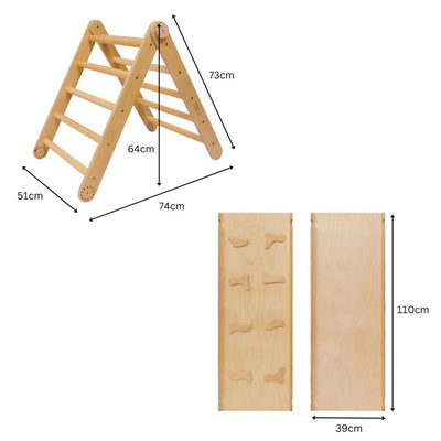 Modifiable Pikler Triangle 4 Modules with Double-Sided Ramp