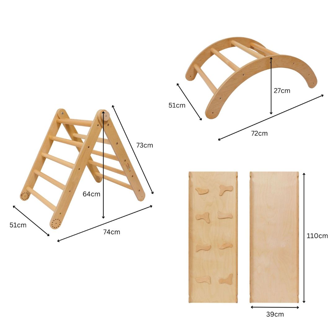 Modifiable Pikler Climbing Triangle 4 Modules with Double-Sided Ramp and Arch